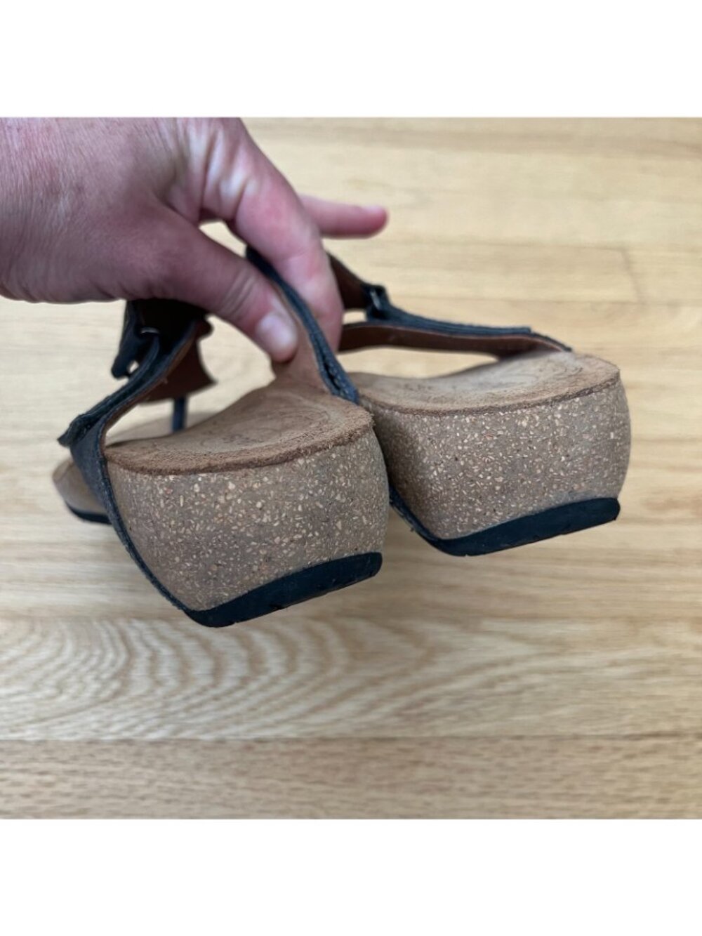 Taos Lucy Embossed Suede Leather Thong Sandals Blue Women Size EU 41 US 10-10.5 - Picture 7 of 10